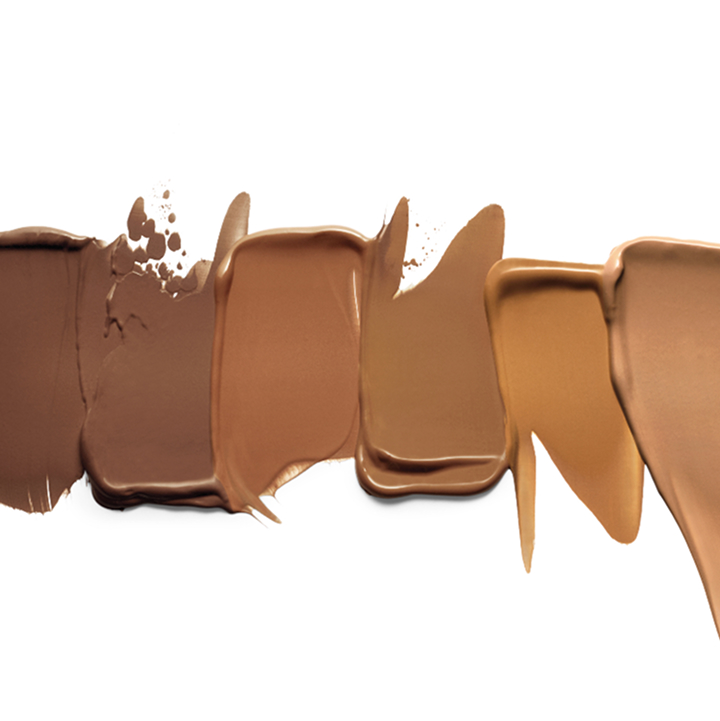 Variedad de muestras de tonos mediosy oscuros de la Base de Maquillaje TimeWise&reg; 3D&trade; acabado luminoso.
